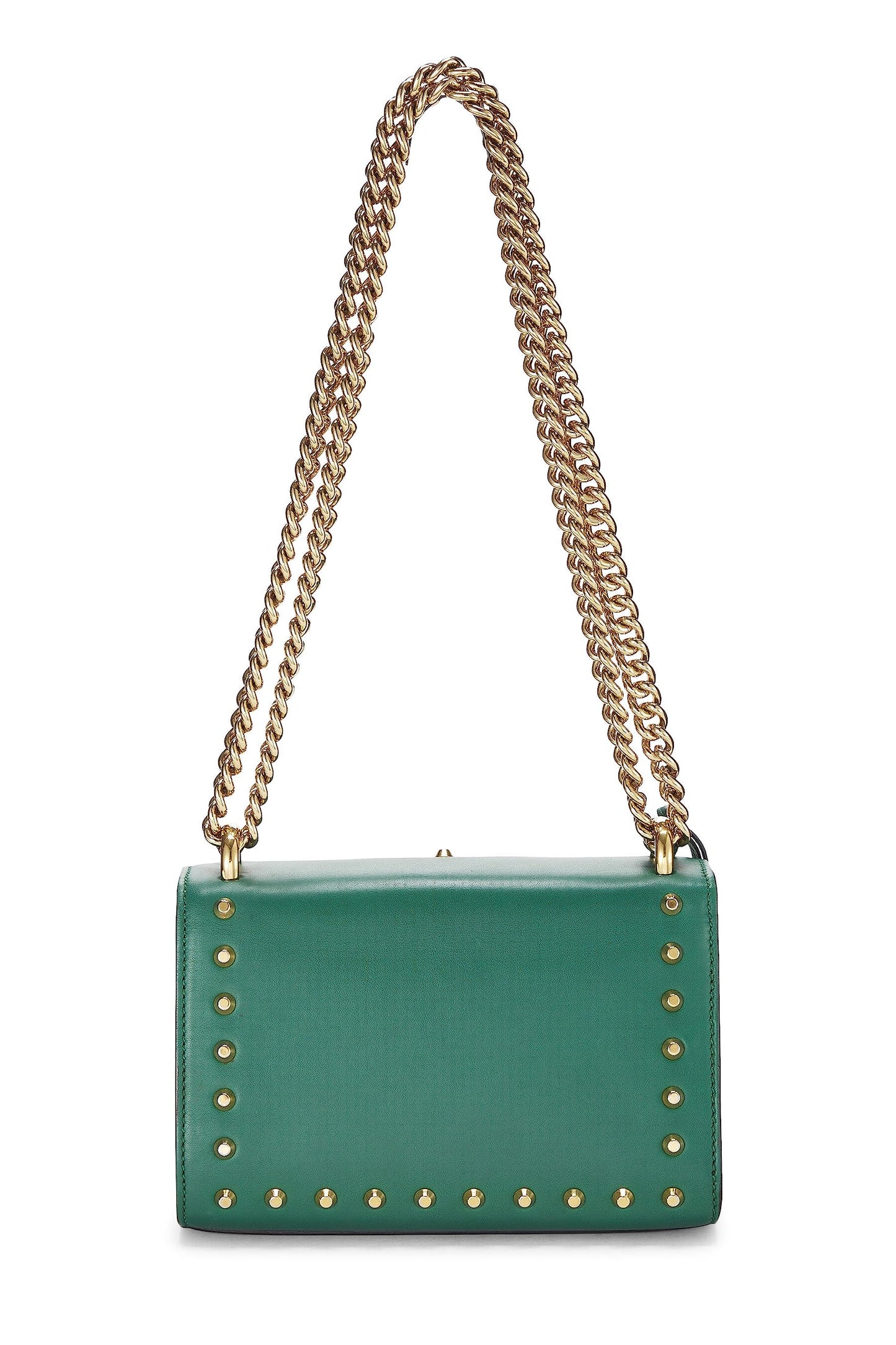 Gucci, Green Leather Studded Padlock Shoulder Bag Small, Green