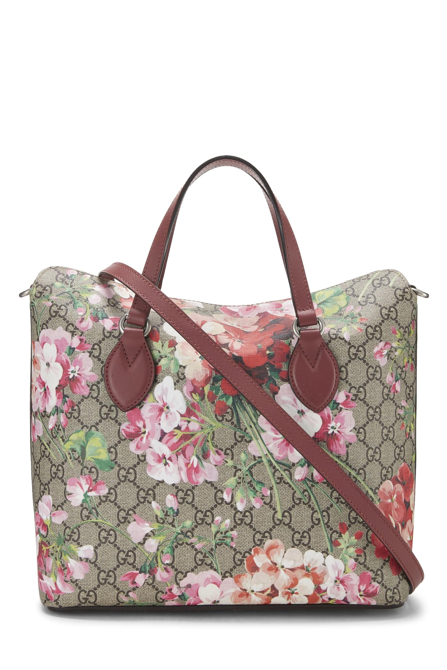 Gucci, Pink GG Blooms Supreme Canvas Fold Over Bag, Pink