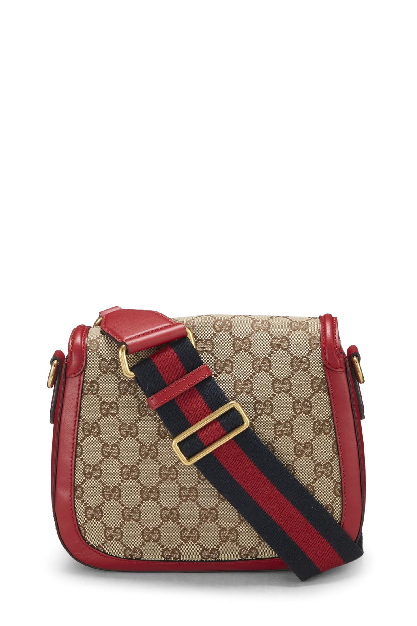 Gucci, Red Original GG Canvas Lady Web Shoulder Bag Small, Red