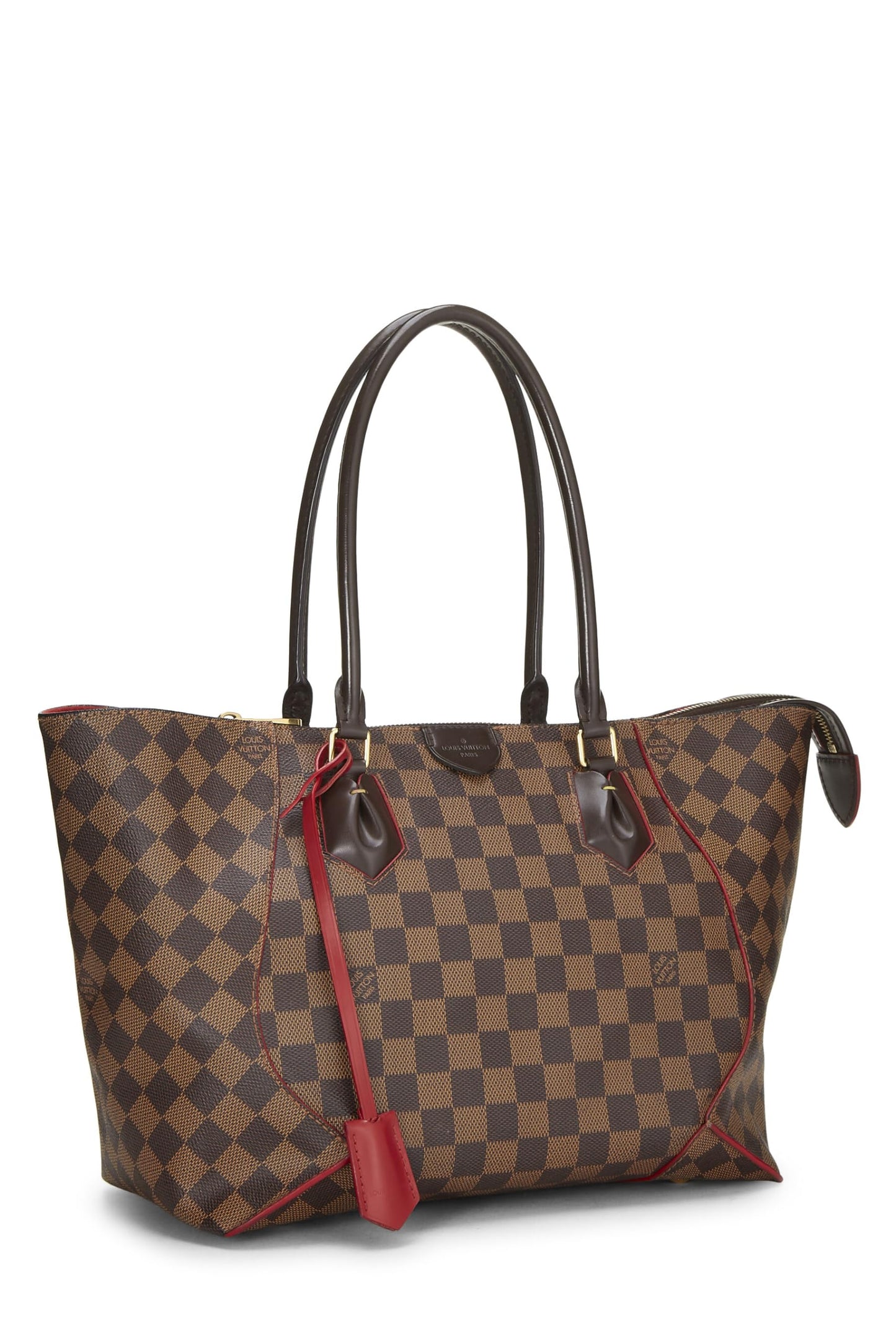 Louis Vuitton,  Red Damier Ebene Caissa Tote MM, Red
