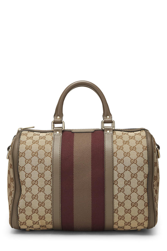 Gucci, Brown Original GG Canvas Vintage Web Boston Medium, Brown