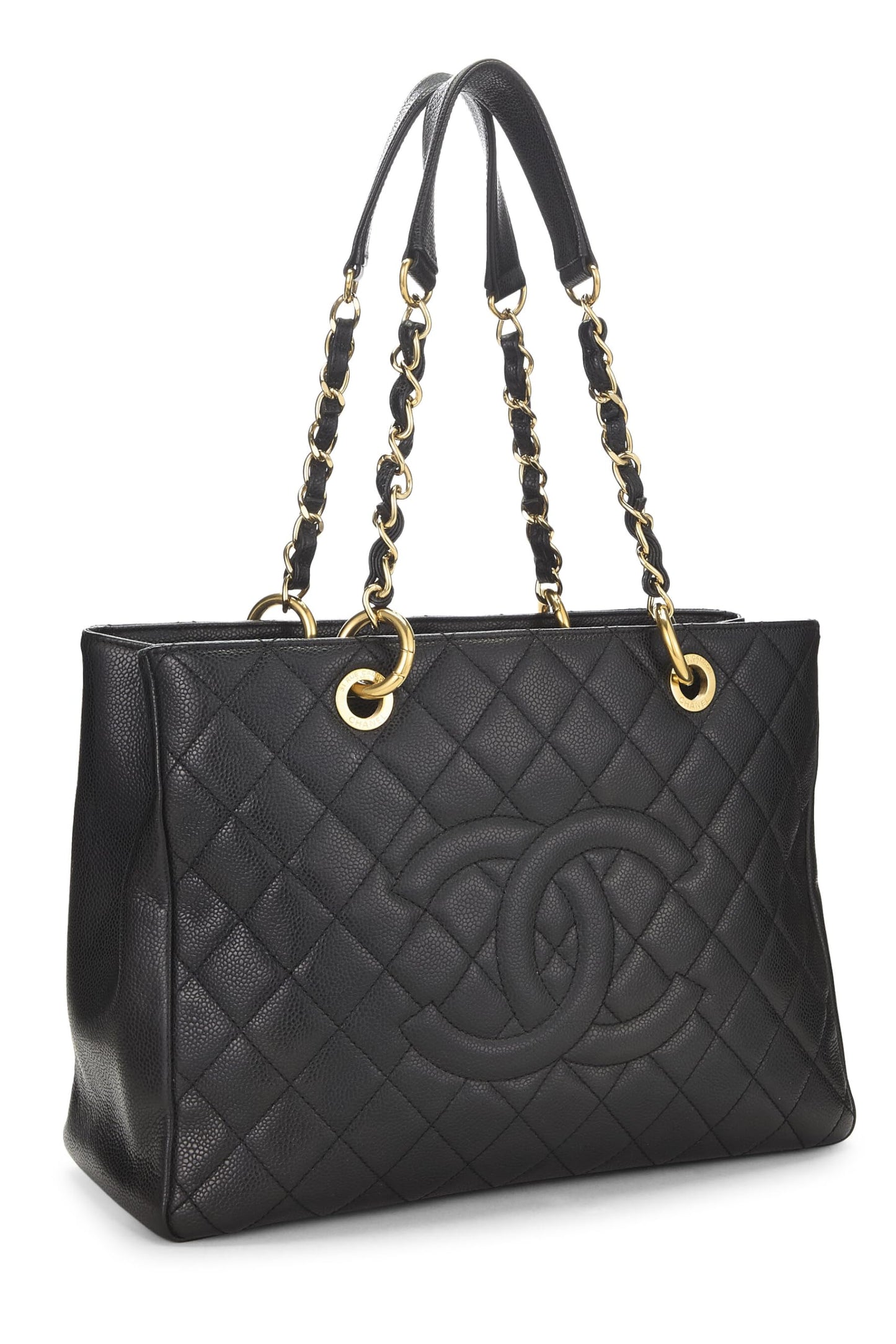 Chanel,  Black Quilted Caviar Grand Shopping Tote (GST), Black