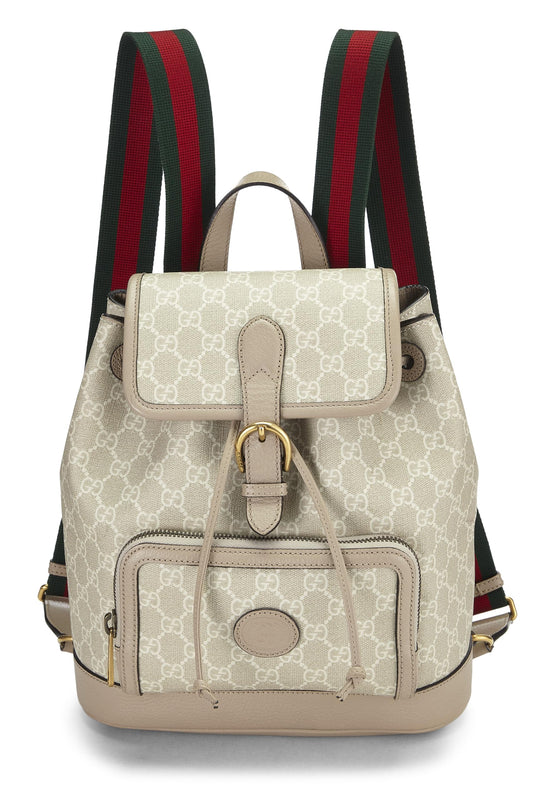 Gucci, Beige GG Supreme Canvas Interlocking GG Backpack, Beige