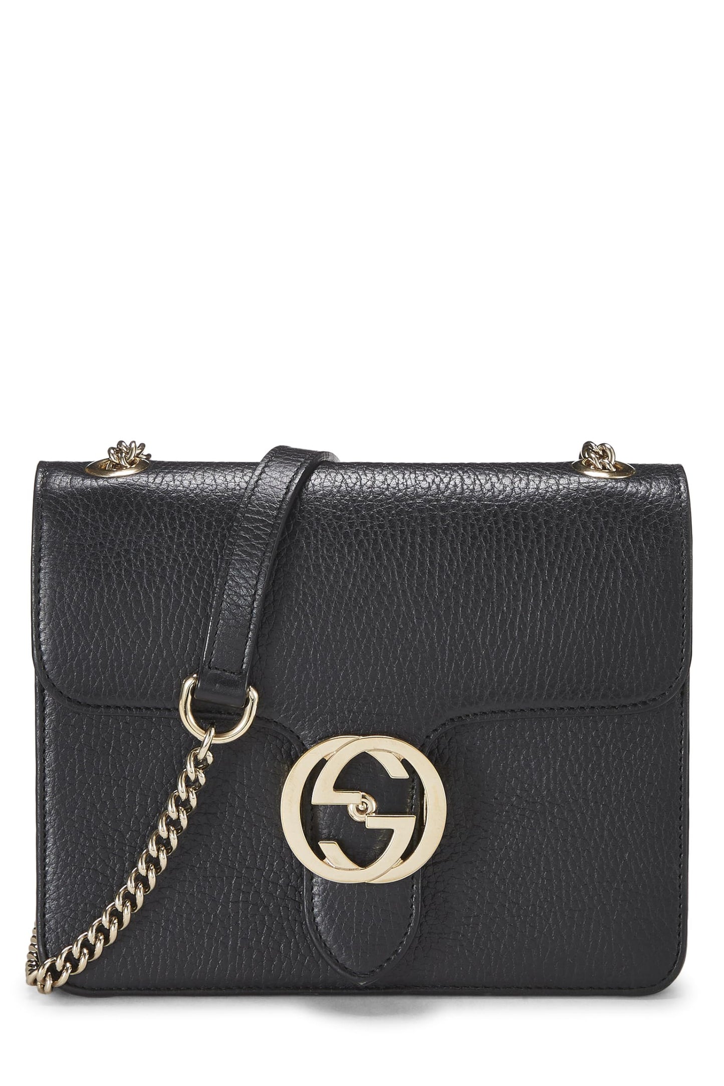 Gucci, Black Leather Interlocking Crossbody Small, Black