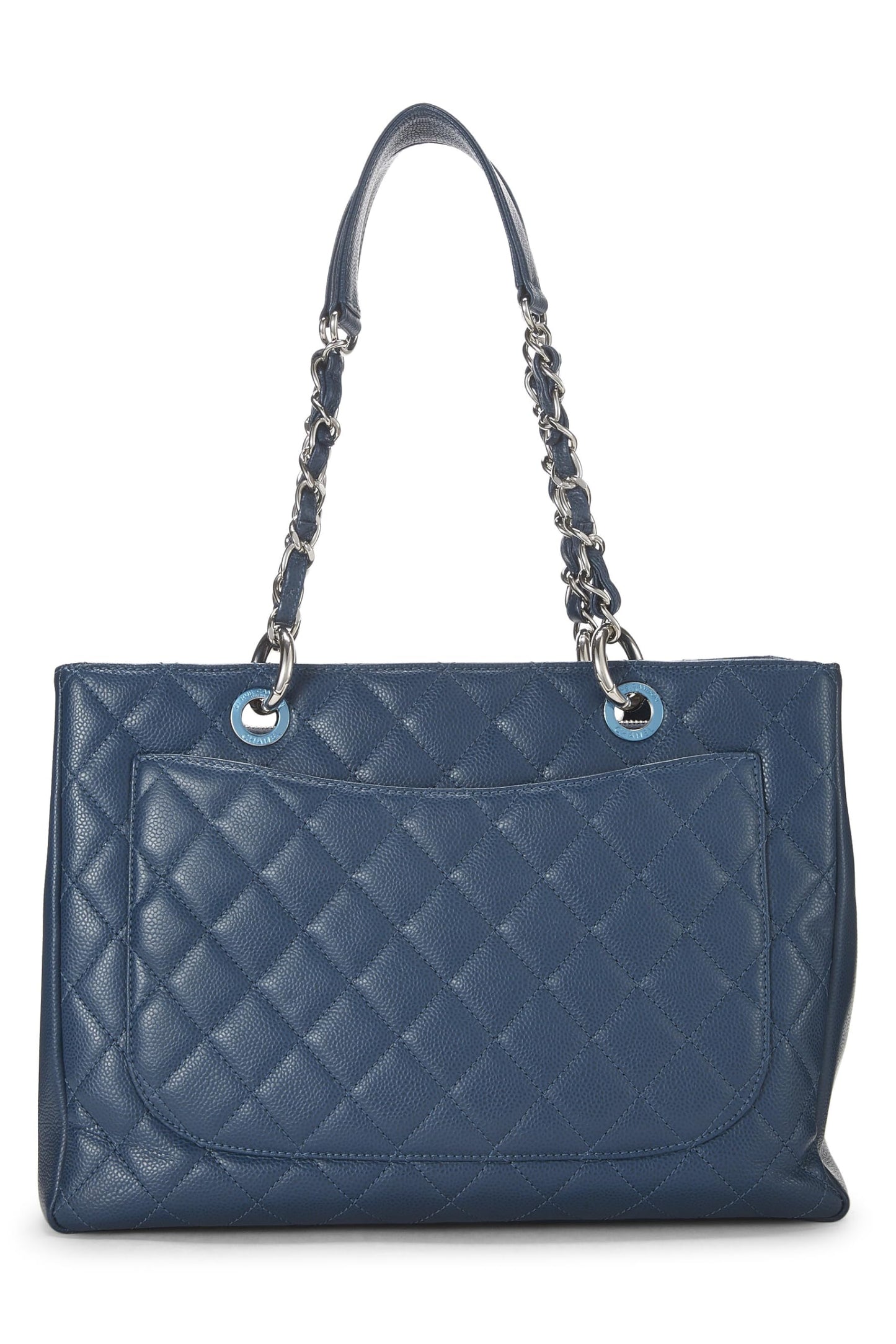 Chanel,  Beige Quilted Caviar Grand Shopping Tote (GST), Blue