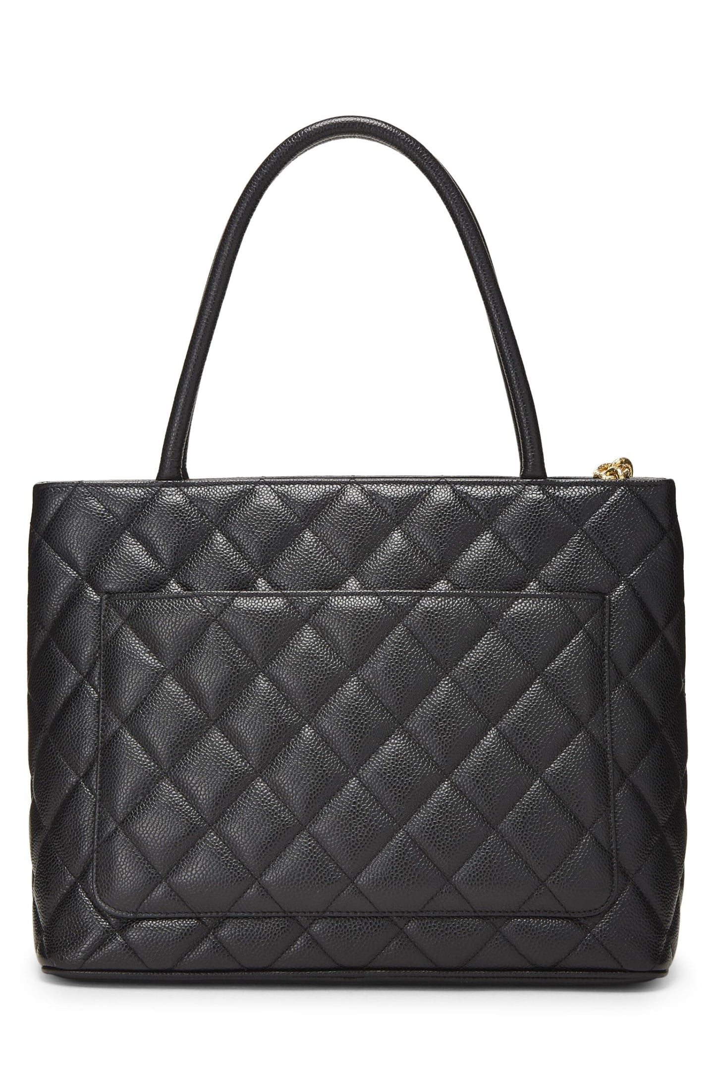 Chanel,  Black Quilted Caviar Medallion Tote, Black