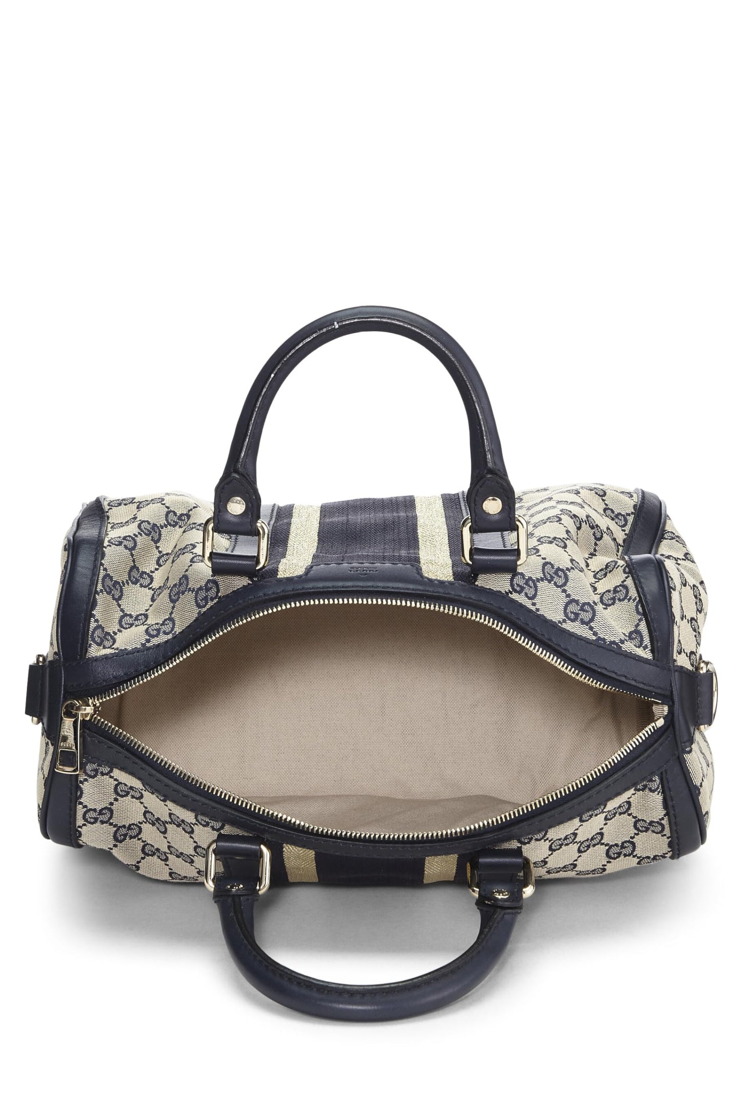 Gucci, Navy Original GG Canvas Web Boston Bag Medium, Navy