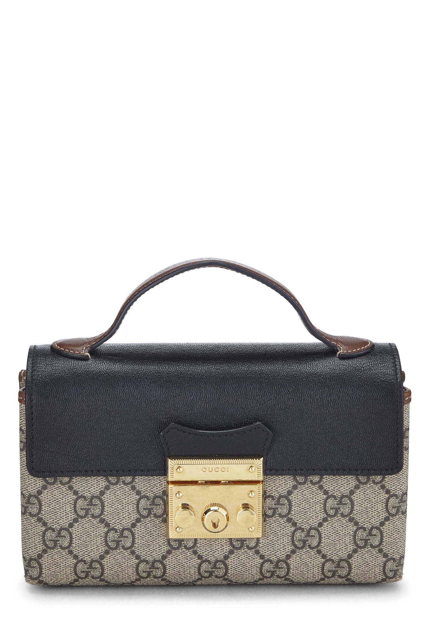 Gucci, Black Original GG Supreme Canvas Padlock Top Handle Bag Mini, Black