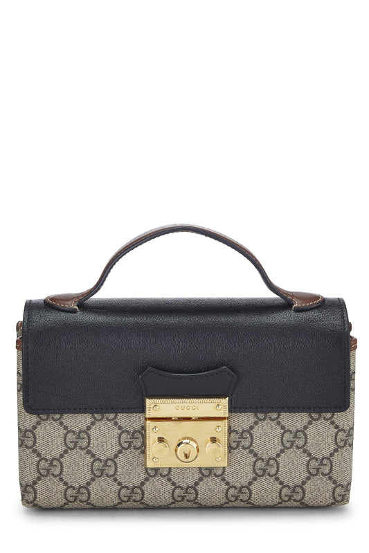 Gucci, Black Original GG Supreme Canvas Padlock Top Handle Bag Mini, Black
