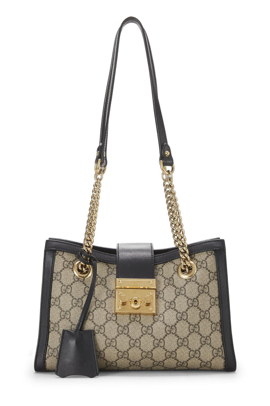Gucci, Black GG Supreme Padlock Tote Small, Black