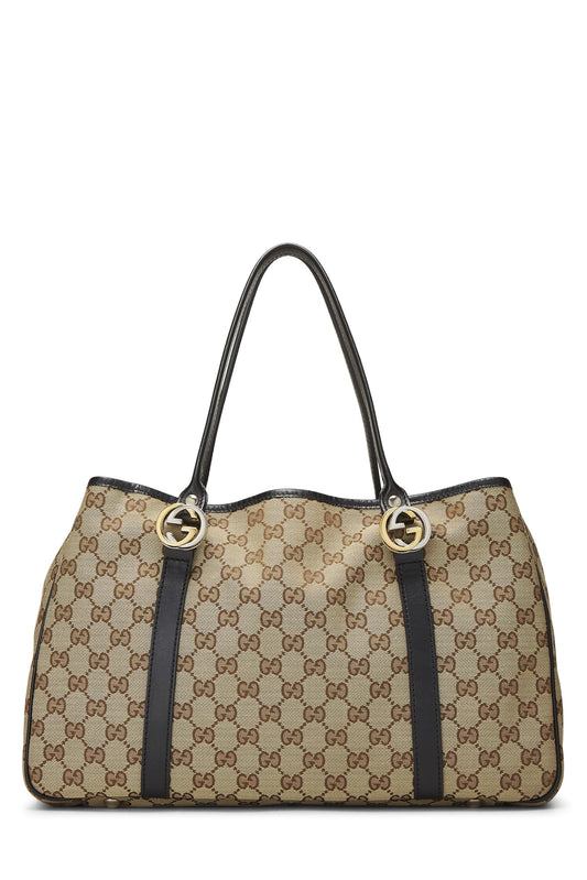 Gucci, Black Original GG Canvas Twins Tote, Black
