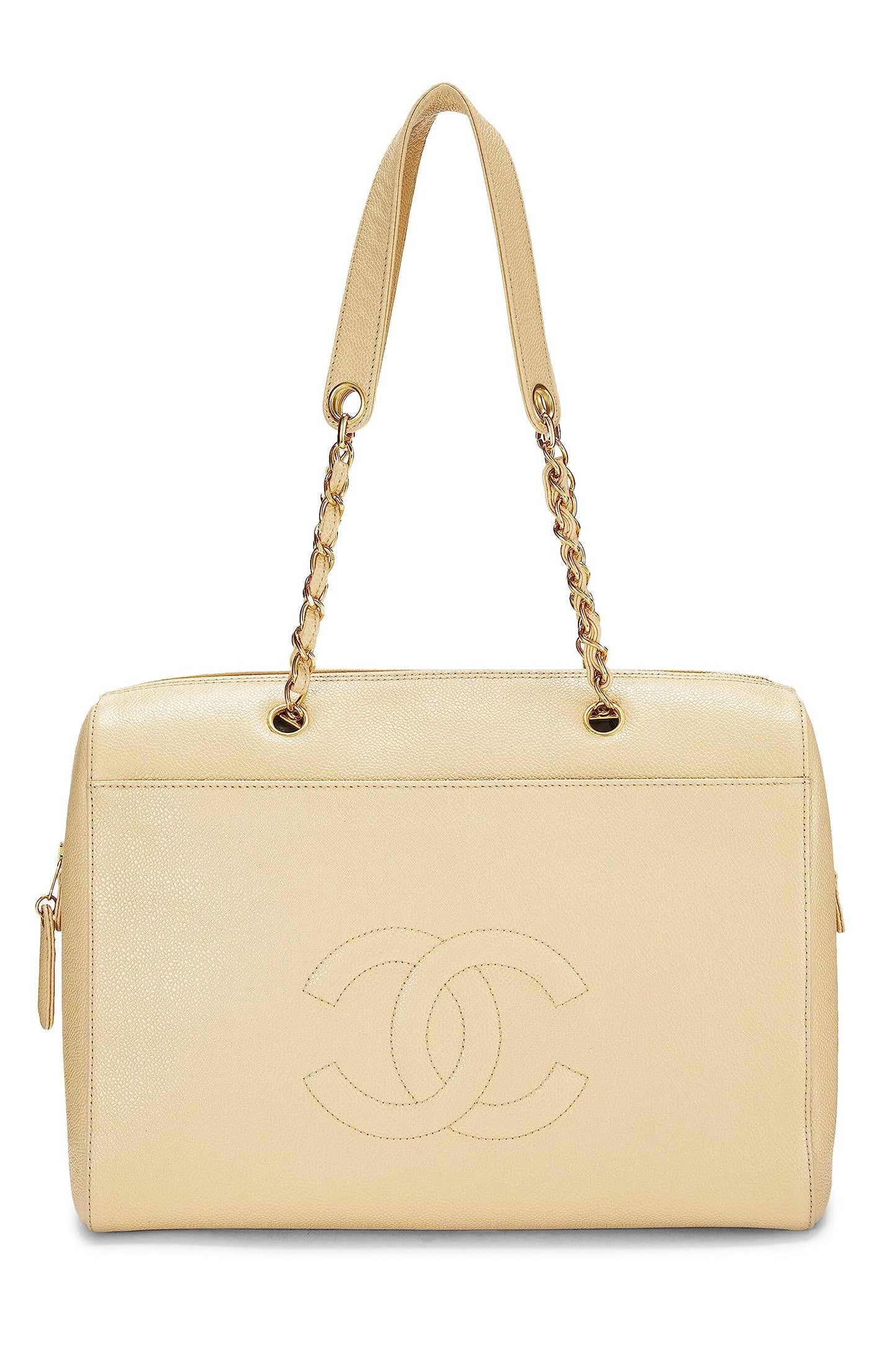 Chanel,  Beige Caviar Zip Tote Small, Beige