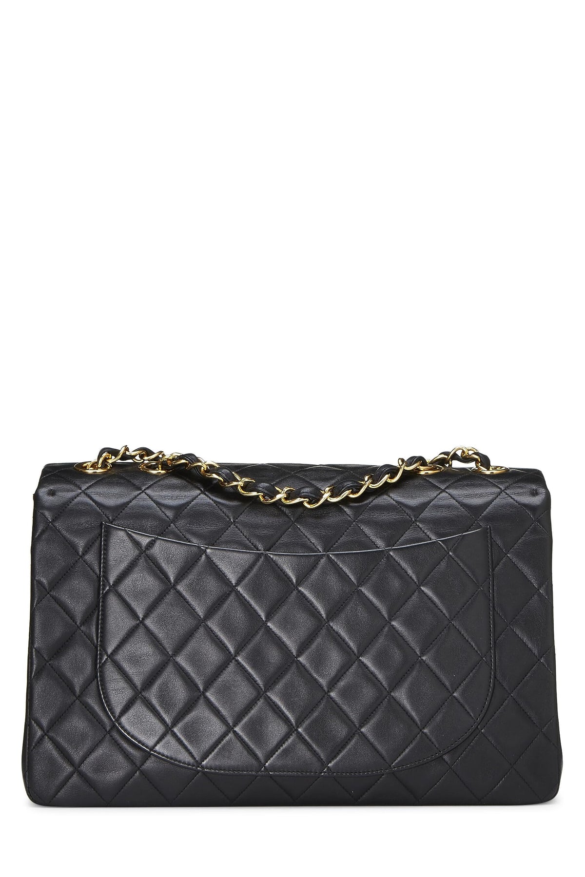 Chanel,  Black Quilted Lambskin Half Flap Maxi, Black