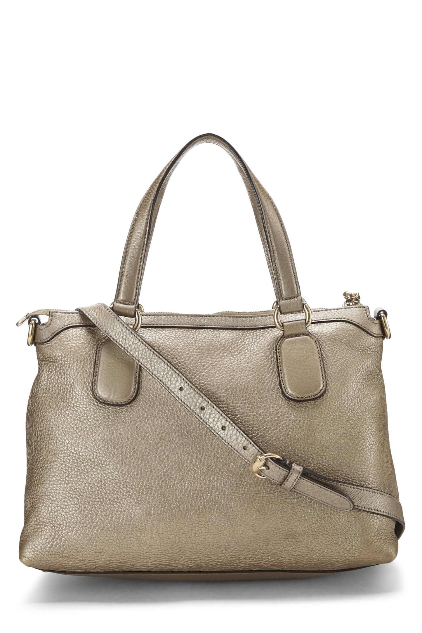 Gucci, Gold Grained Leather Soho Top Handle Tote, Gold