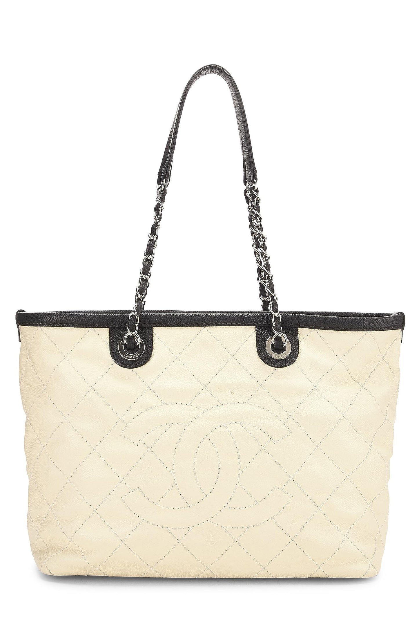Chanel,  Cream Caviar 'CC' Daily Shopping Tote Small, White