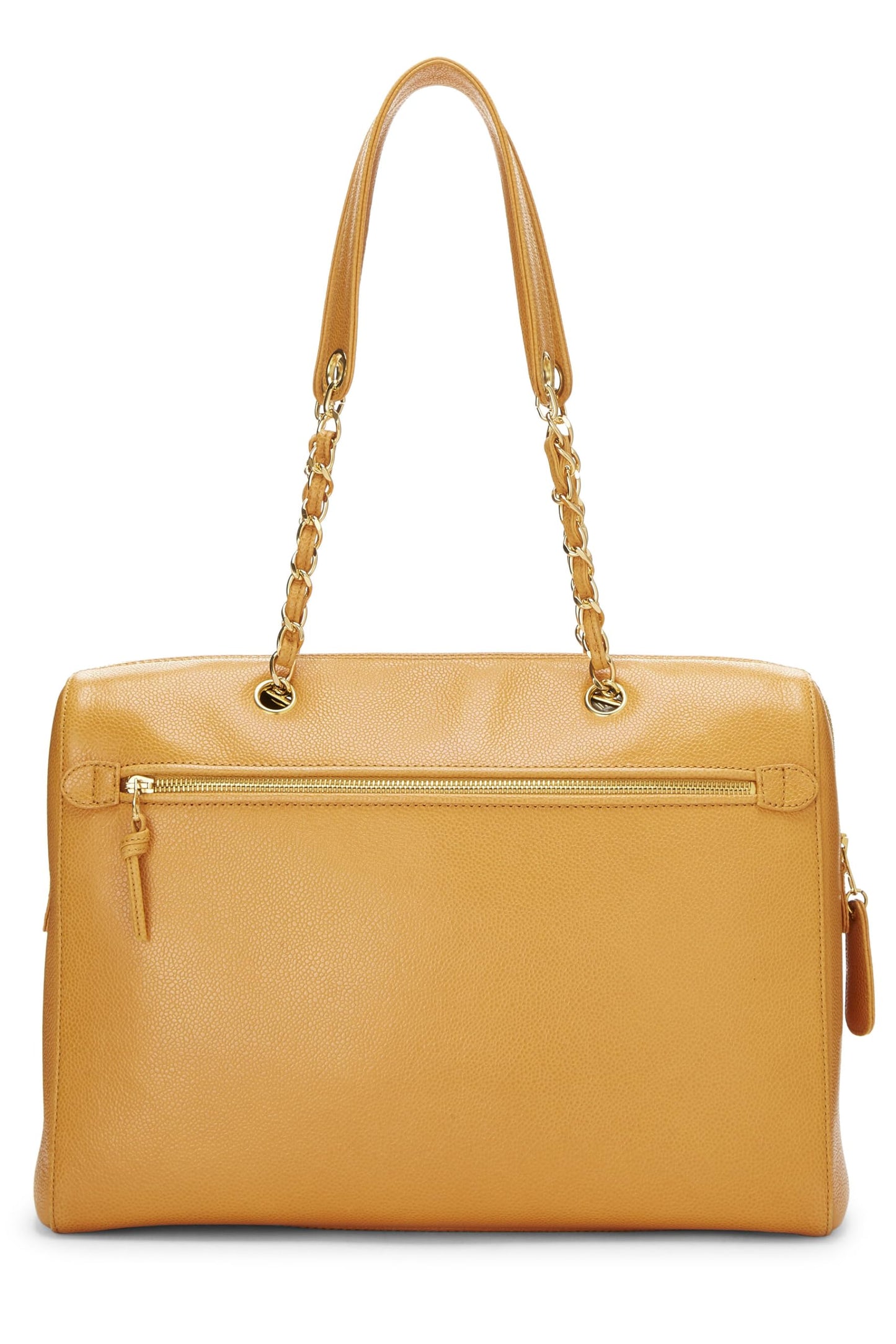 Chanel,  Orange Caviar Zip Tote Small, Orange