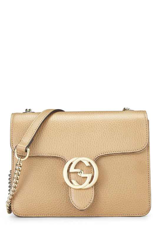 Gucci, Beige Leather Interlocking Crossbody Small, Beige