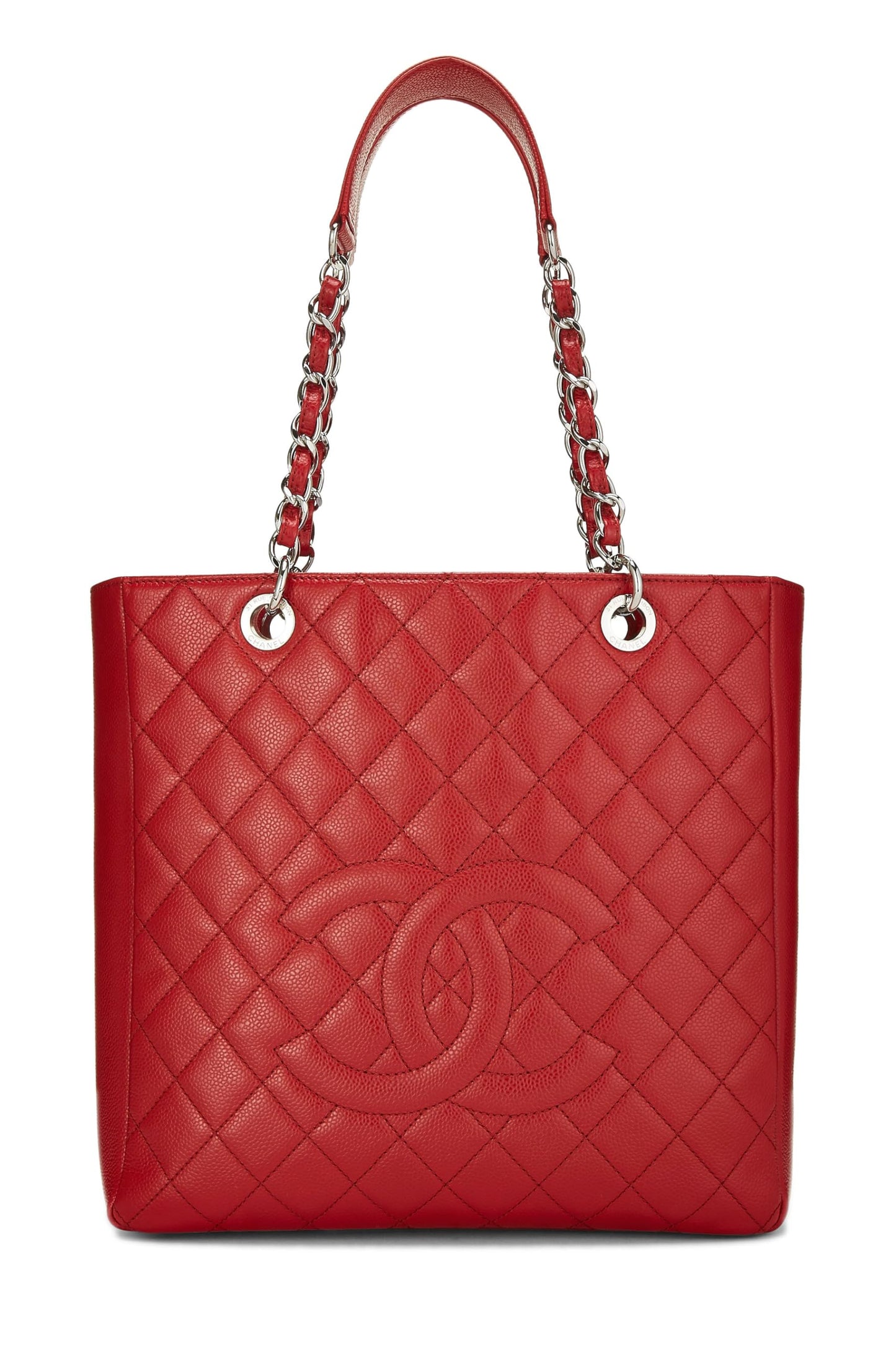 Chanel,  Red Quilted Caviar Petite Shopping Tote (PST) XL, Red