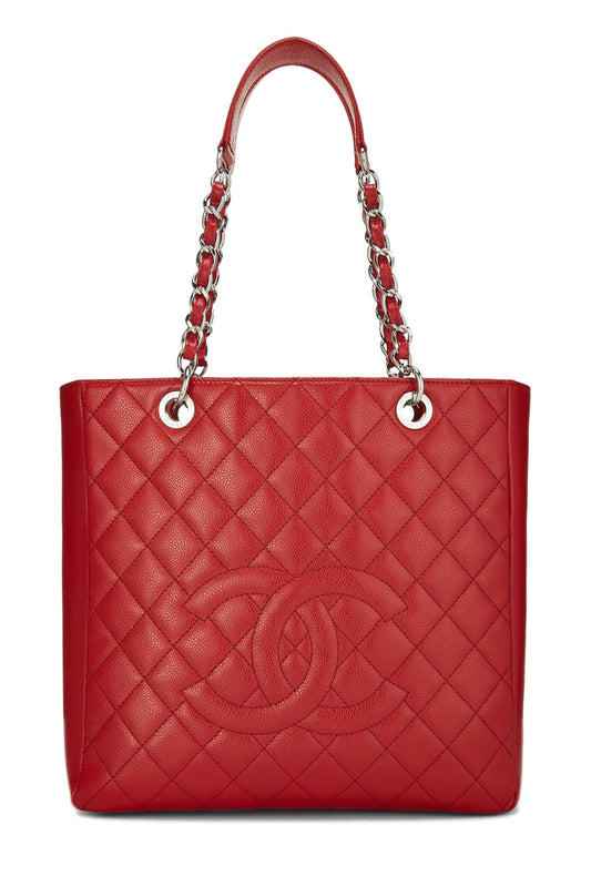 Chanel,  Red Quilted Caviar Petite Shopping Tote (PST) XL, Red