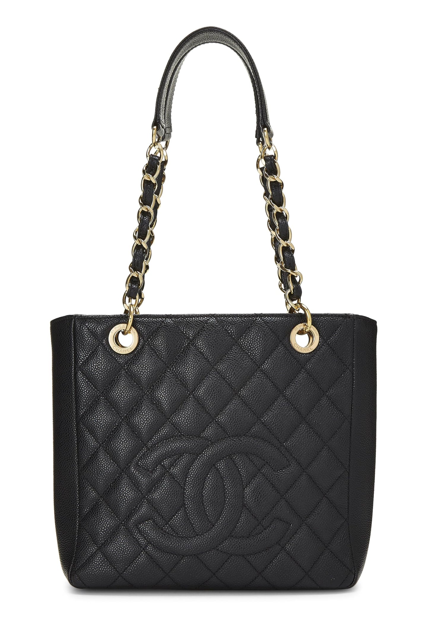Chanel,  Black Quilted Caviar Petite Shopping Tote (PST), Black