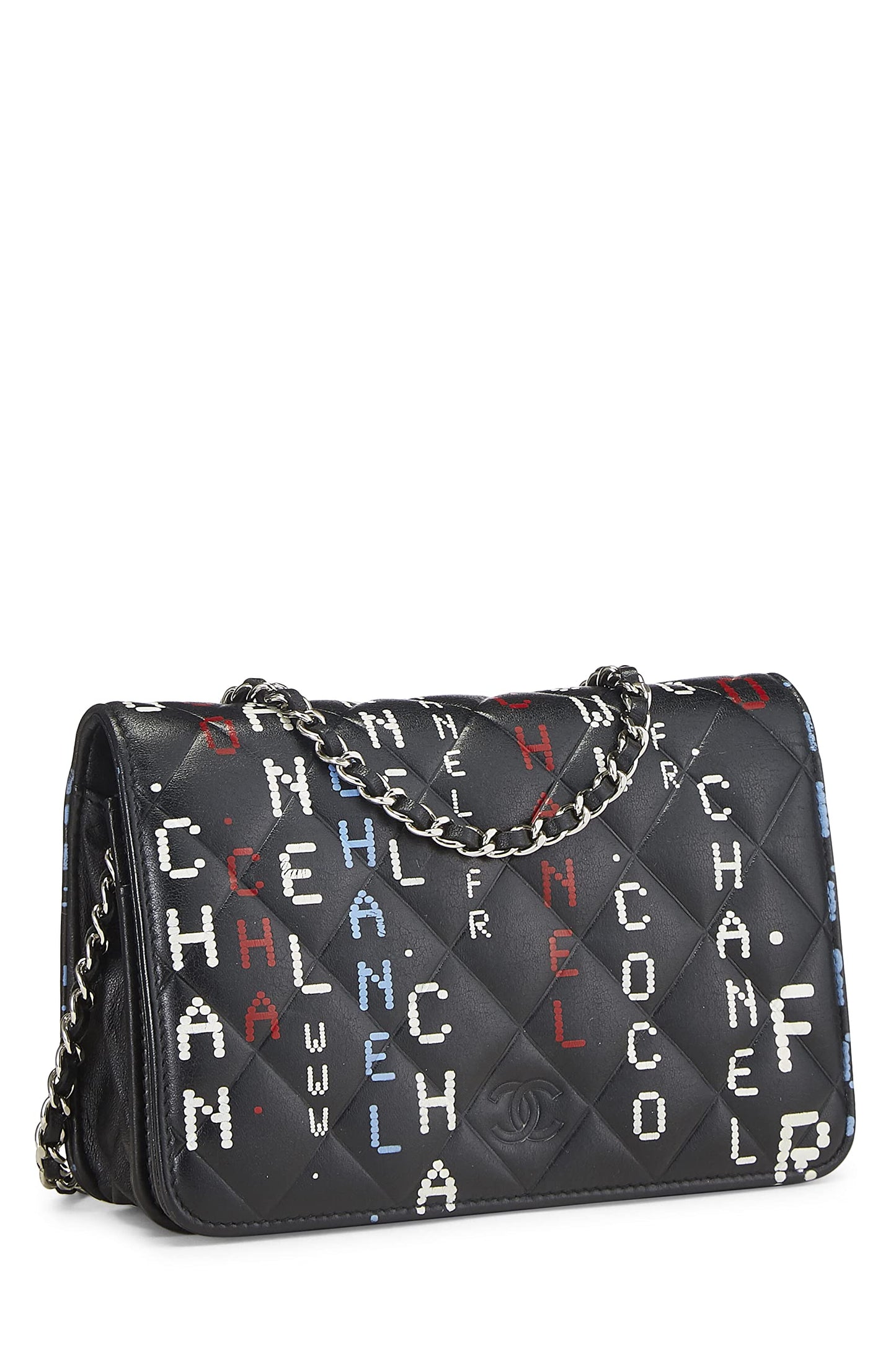 Chanel,  Black & Multicolor Lambskin Data Center Wallet on Chain (WOC), Black
