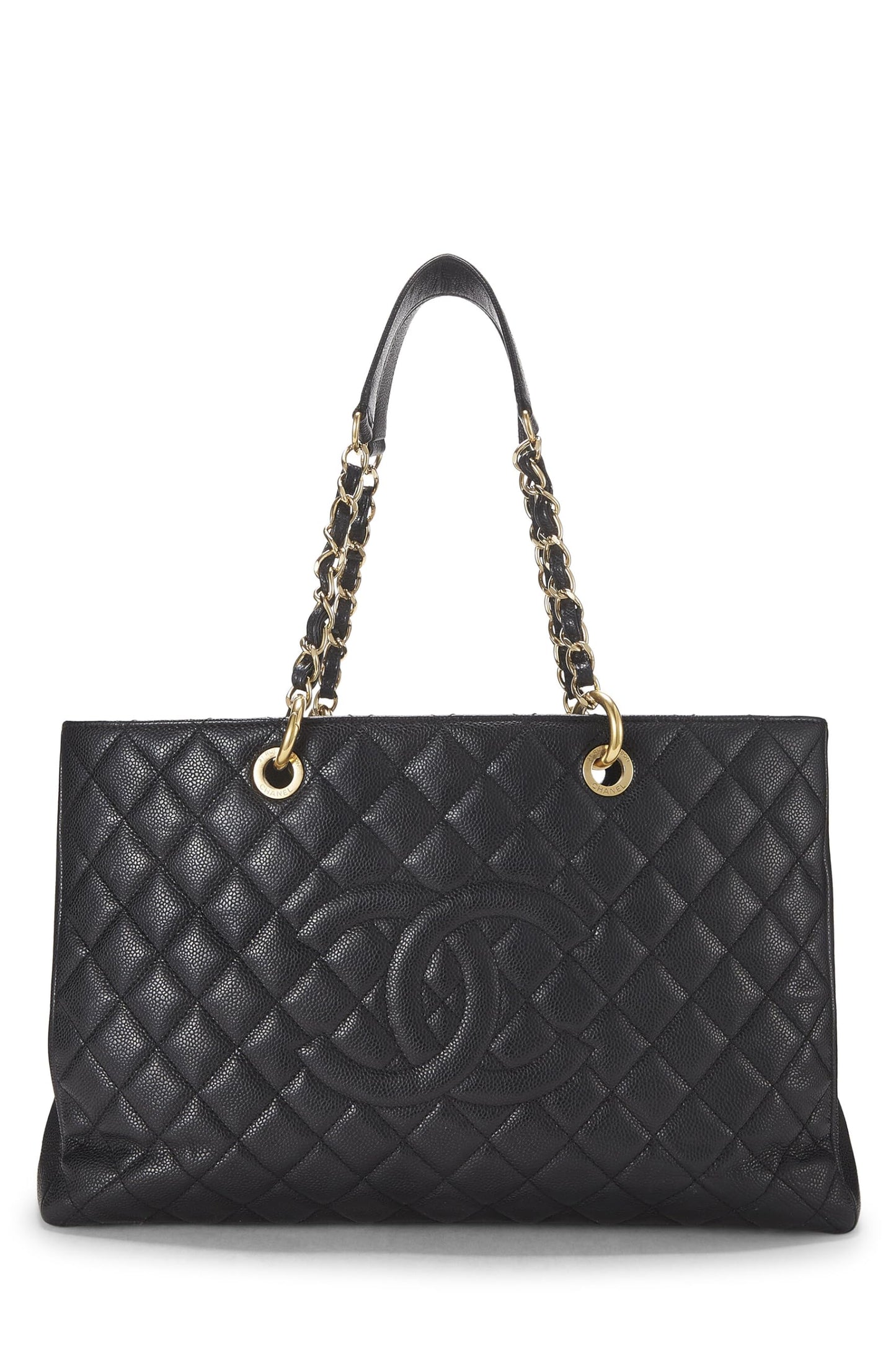 Chanel,  Black Quilted Caviar Grand Shopping Tote (GST), Black