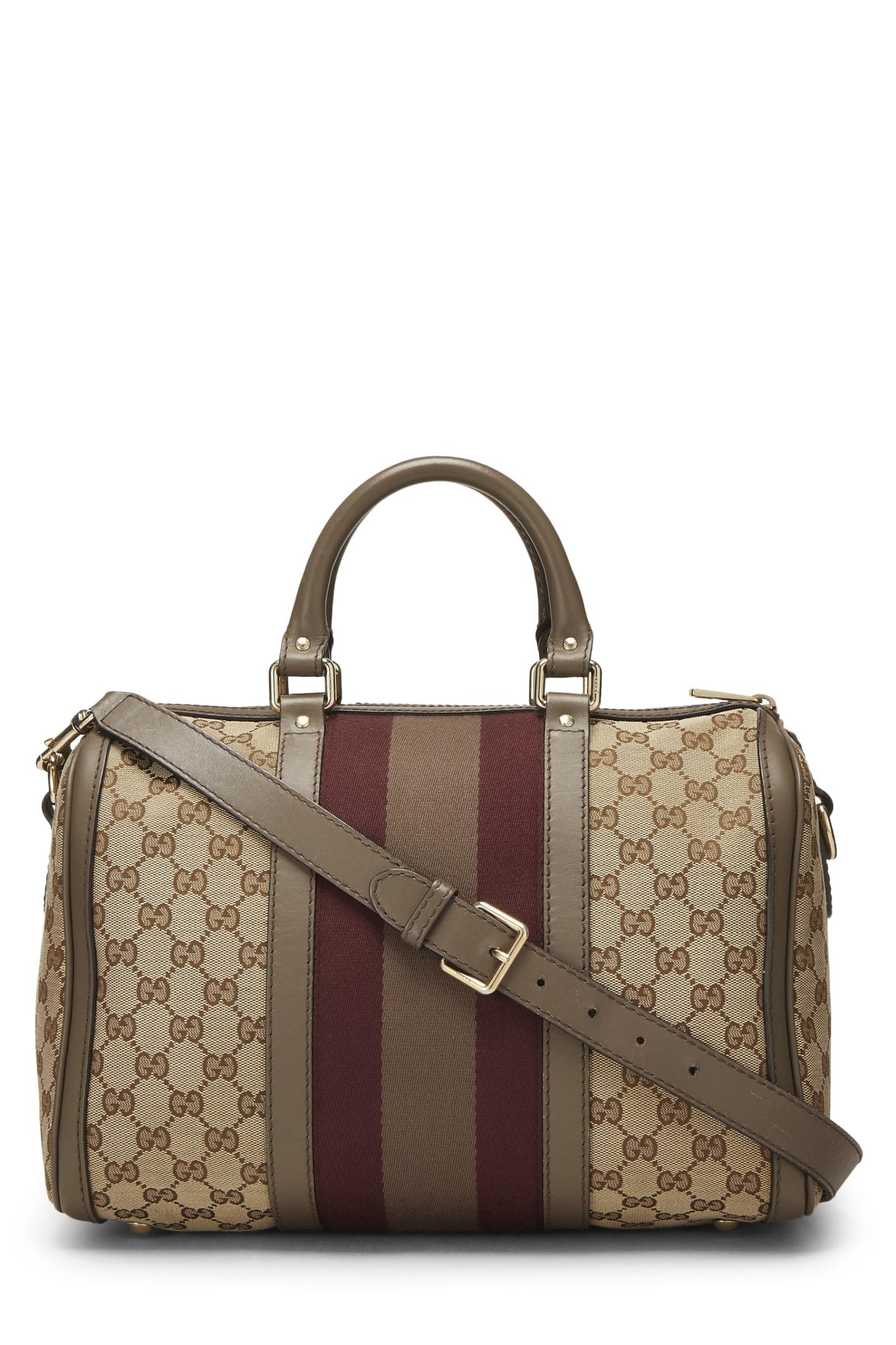 Gucci, Brown Original GG Canvas Vintage Web Boston Medium, Brown