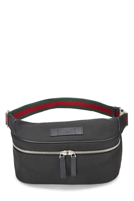 Gucci, Black Canvas Techno Sling Bag, Black