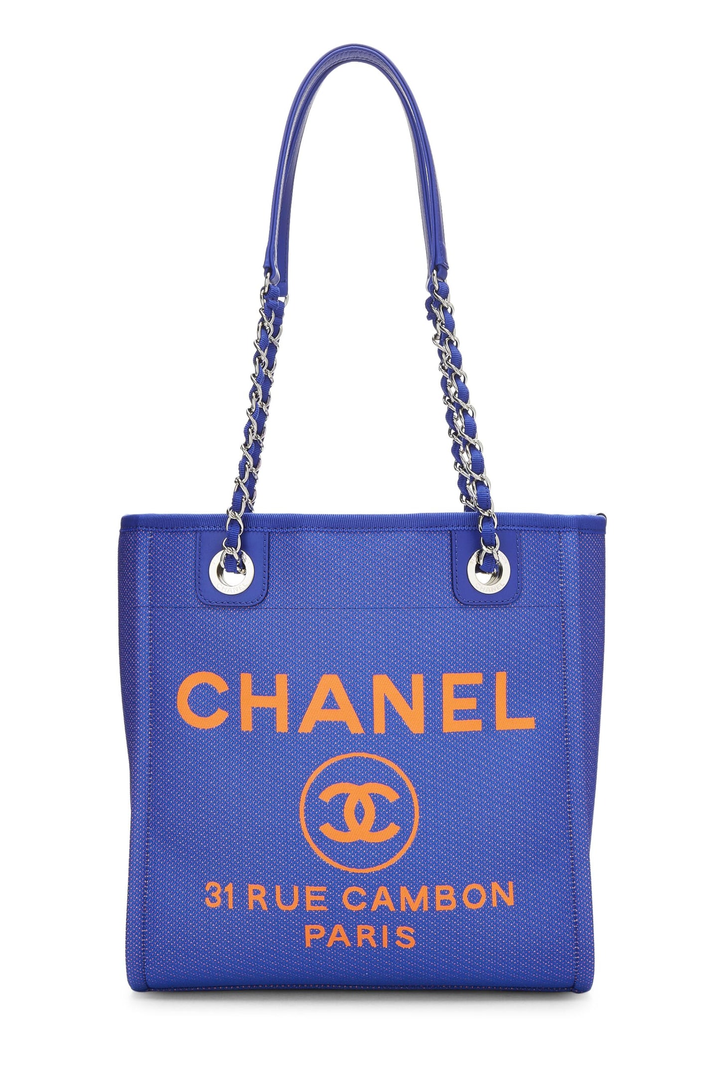 Chanel,  Blue Canvas Deauville Tote Mini, Blue