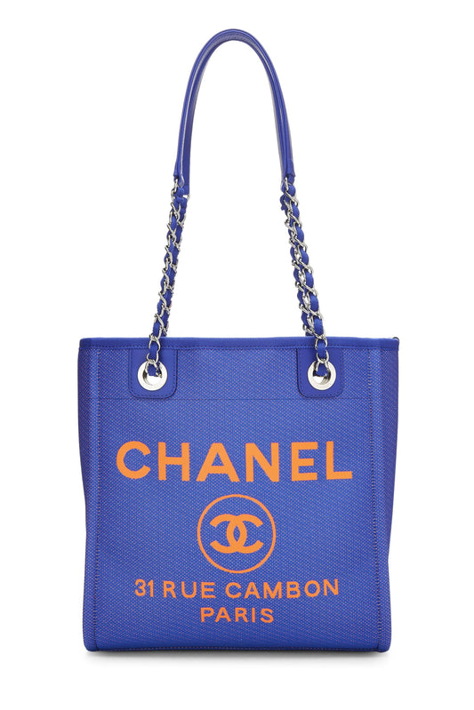 Chanel,  Blue Canvas Deauville Tote Mini, Blue