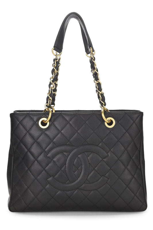 Chanel,  Black Quilted Caviar Grand Shopping Tote (GST), Black