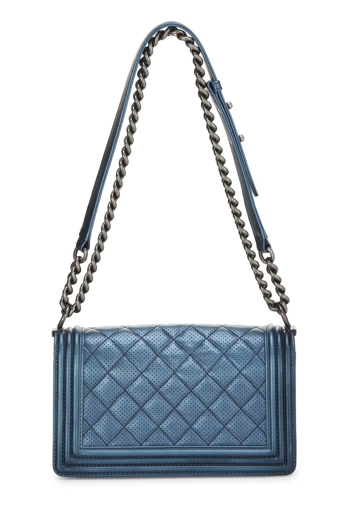 Chanel,  Iridescent Navy Perforated Boy Bag Medium, Navy