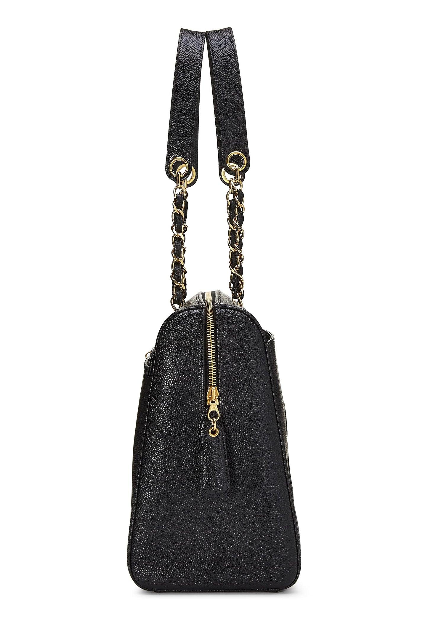 Chanel,  Black Caviar Zip Tote Small, Black