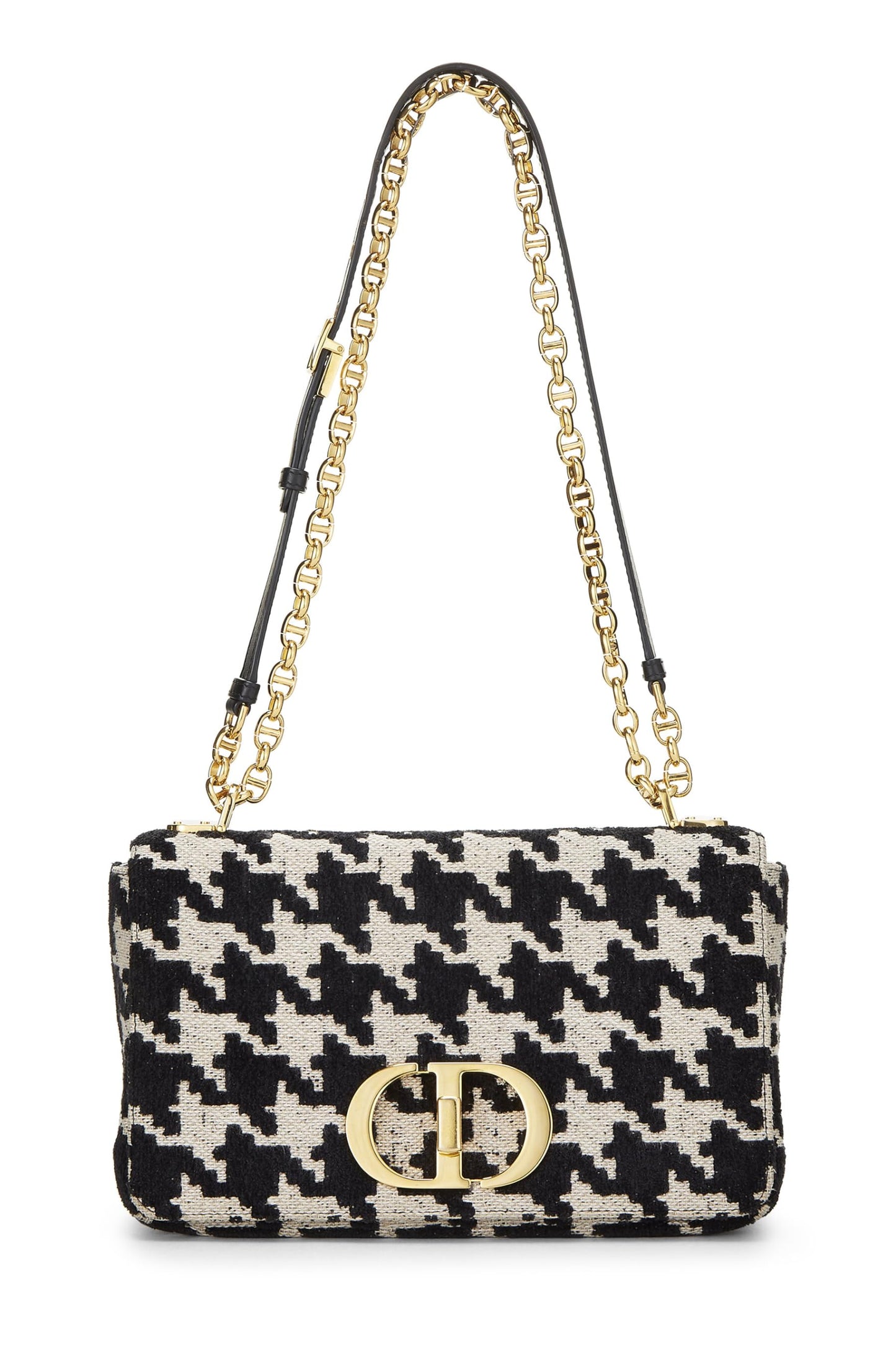 Dior,  Black & White Houndstooth Jacquard Caro Bag Medium, Black