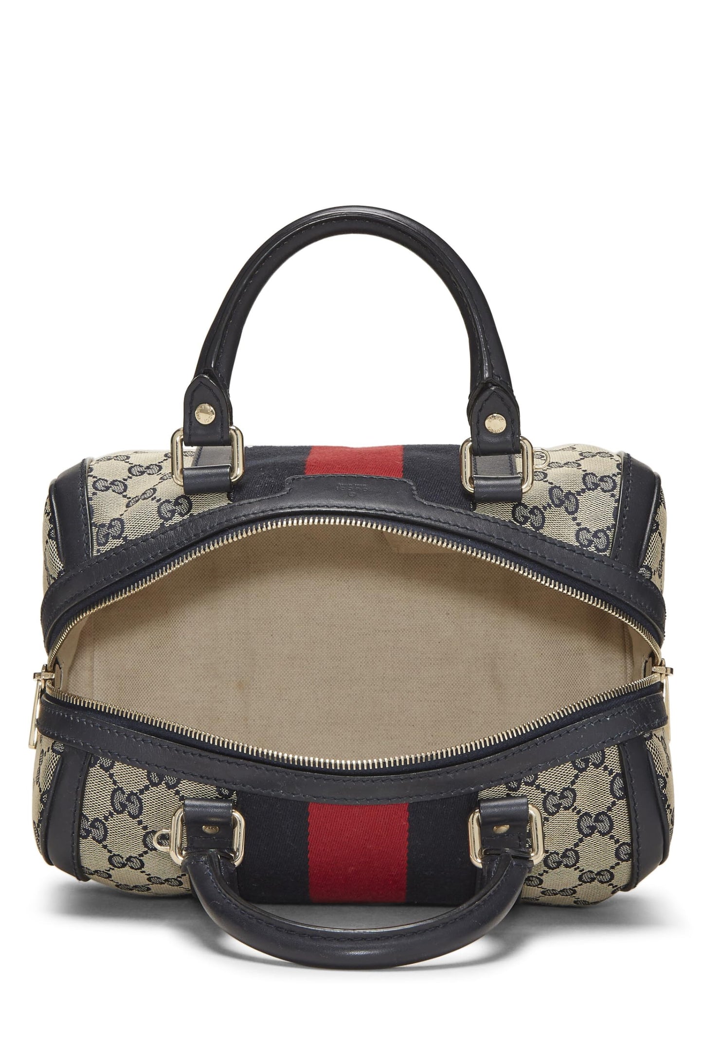 Gucci, Navy GG Canvas Web Boston Bag Small, Navy