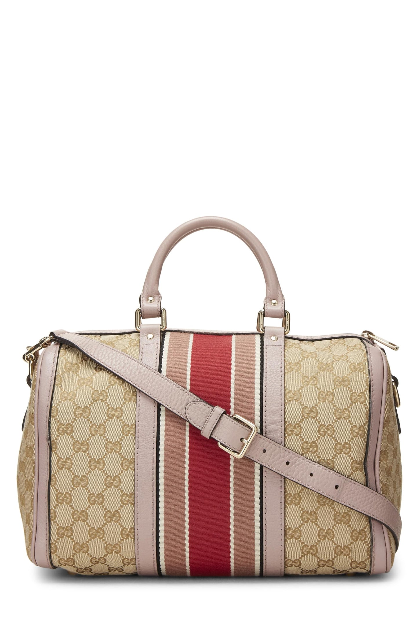 Gucci, Pink Original GG Canvas Web Boston Bag Medium, Pink