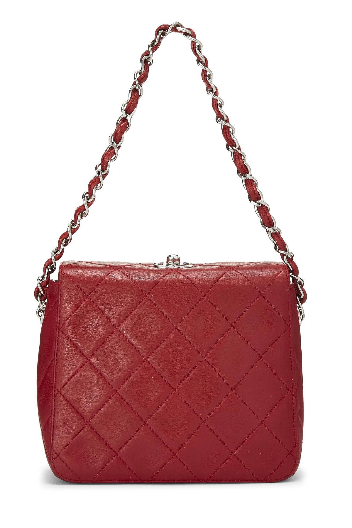 Chanel,  Red Quilted Lambskin Handbag Mini, Red
