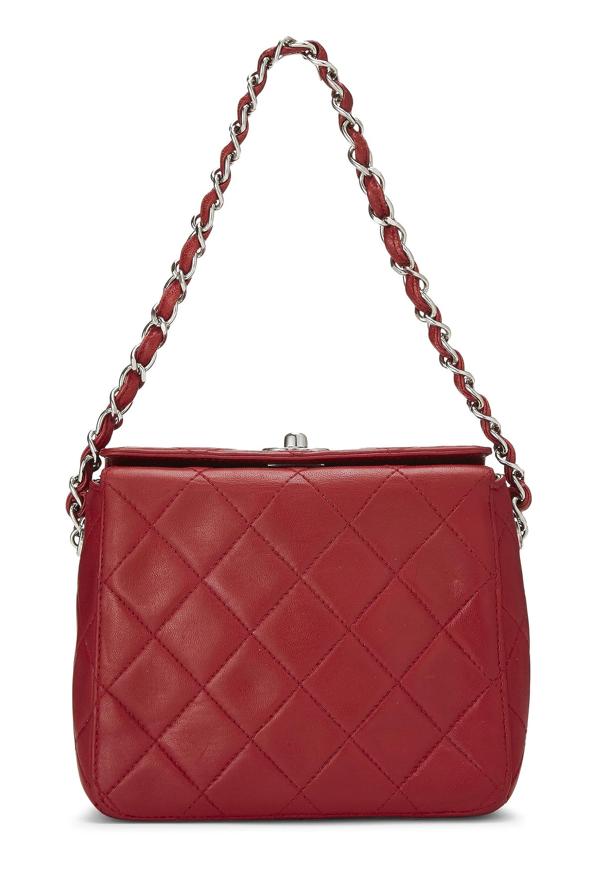 Chanel,  Red Quilted Lambskin Handbag Mini, Red