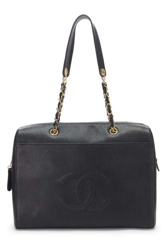 Chanel,  Black Caviar Zip Tote Small, Black