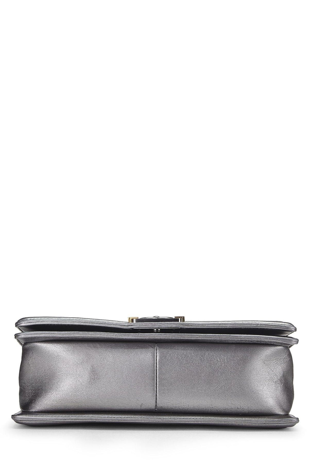 Chanel,  Silver Cube Embossed Calfskin Boy Bag Medium, Silver