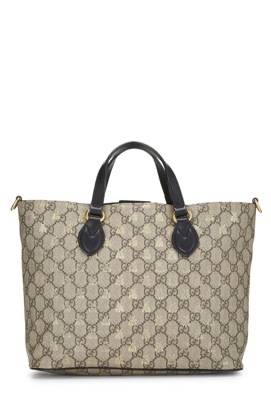 Gucci, Black GG Supreme Canvas Bee Tote Small, Black