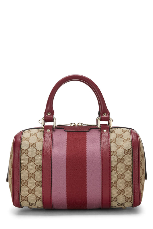 Gucci, Red Original GG Canvas Web Boston Bag Small, Red