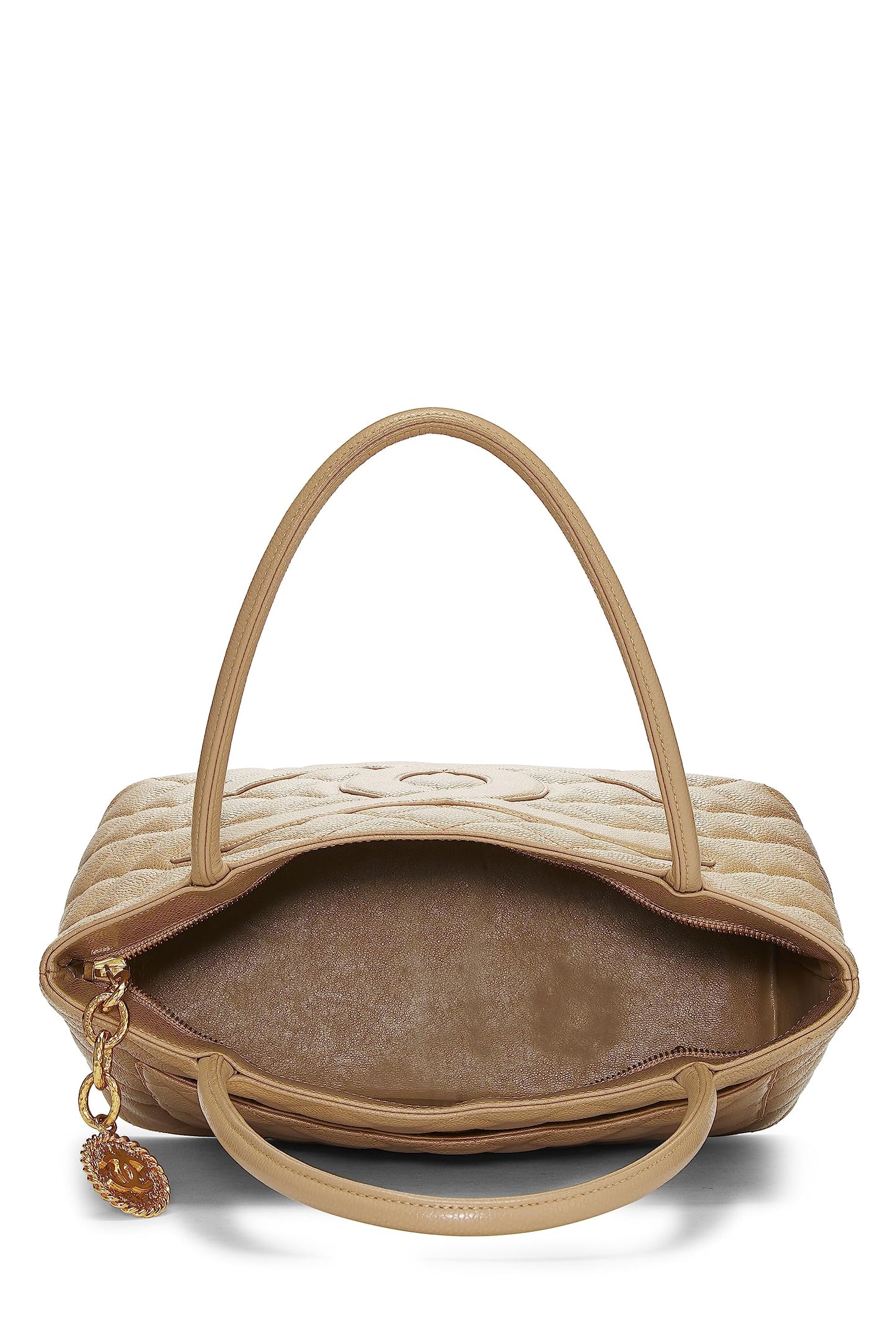 Chanel,  Beige Quilted Caviar Medallion Tote, Beige