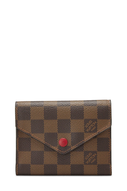 Louis Vuitton,  Red Damier Ebene Victorine Wallet, Red