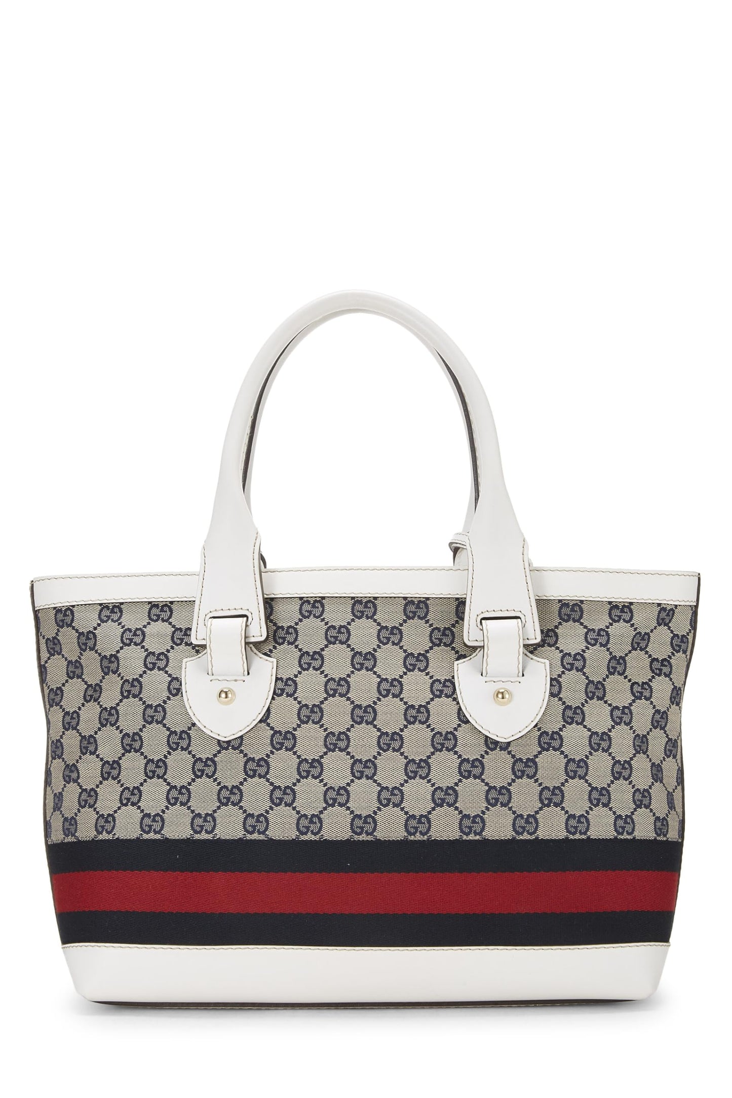 Gucci, White Leather Web Heritage Tote, White
