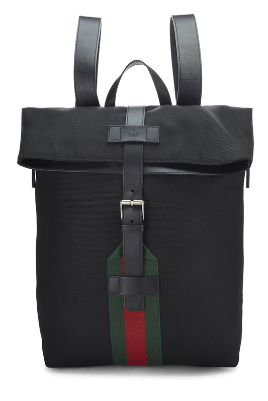Gucci, Black Techno Canvas Web Backpack, Black