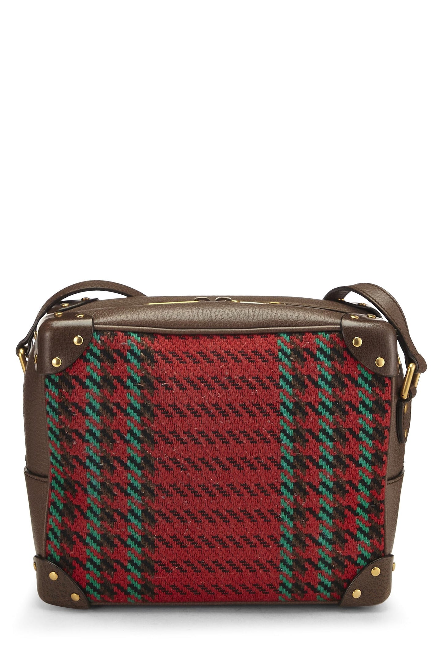 Gucci, Multicolor Wool & Leather Houndstooth 'GG' Crossbody, Brown