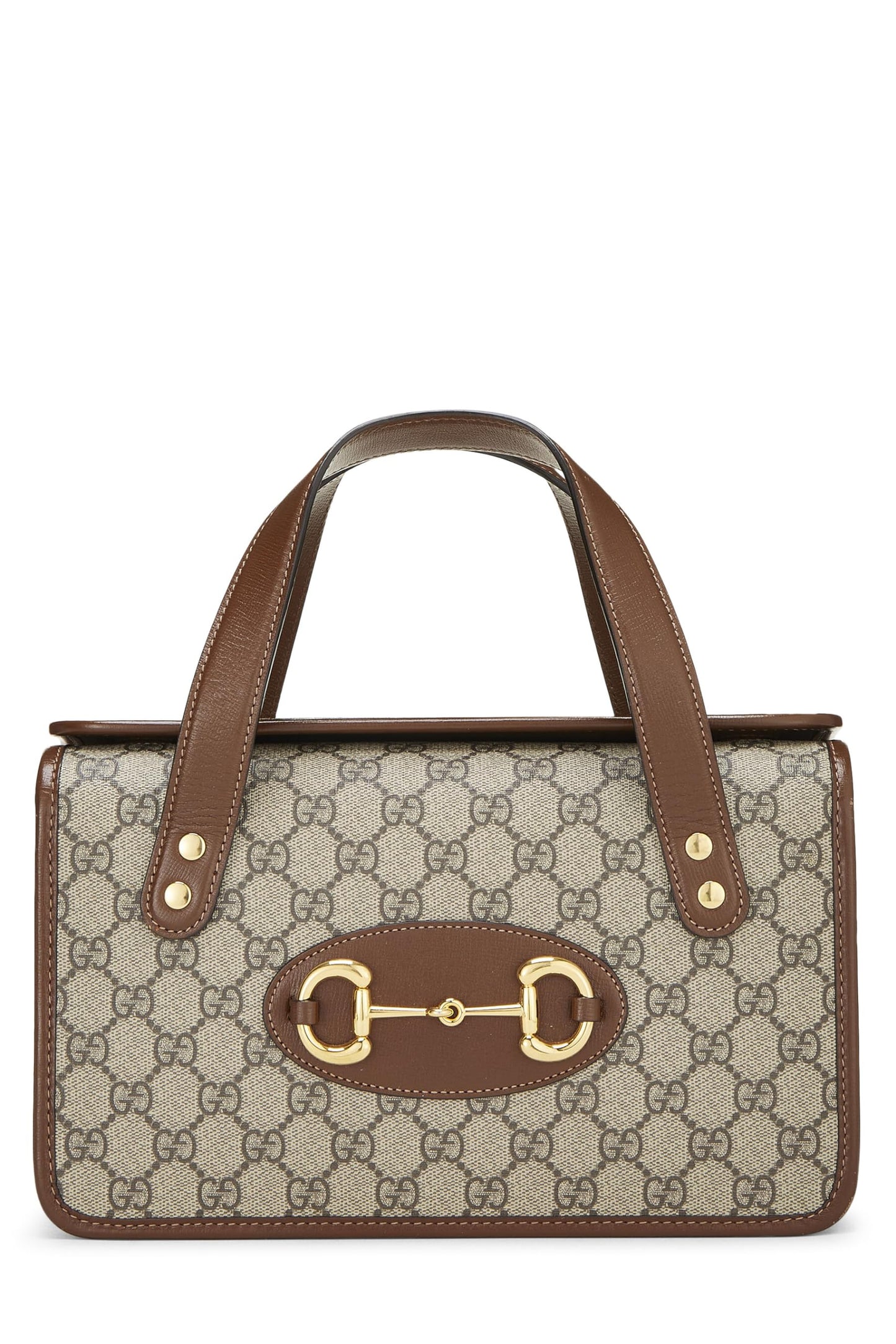 Gucci, Original GG Coated Canvas 1955 Horsebit Fold Over Top Handle Mini, Brown