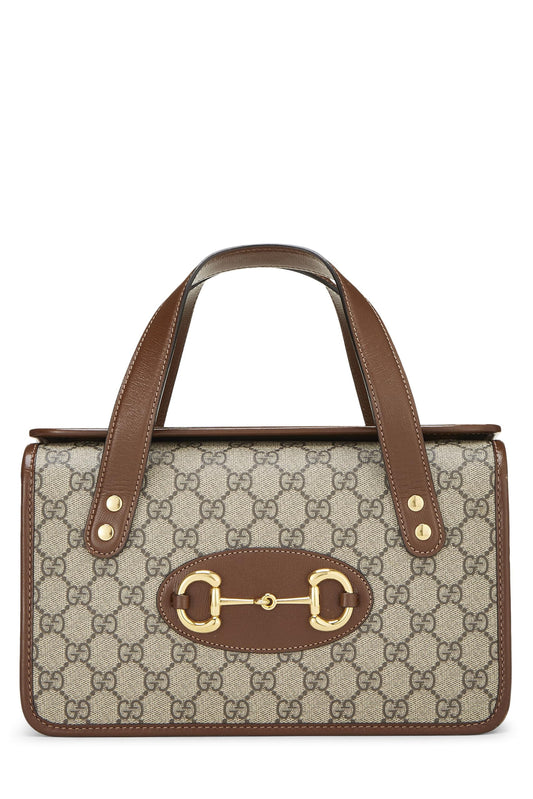 Gucci, Original GG Coated Canvas 1955 Horsebit Fold Over Top Handle Mini, Brown
