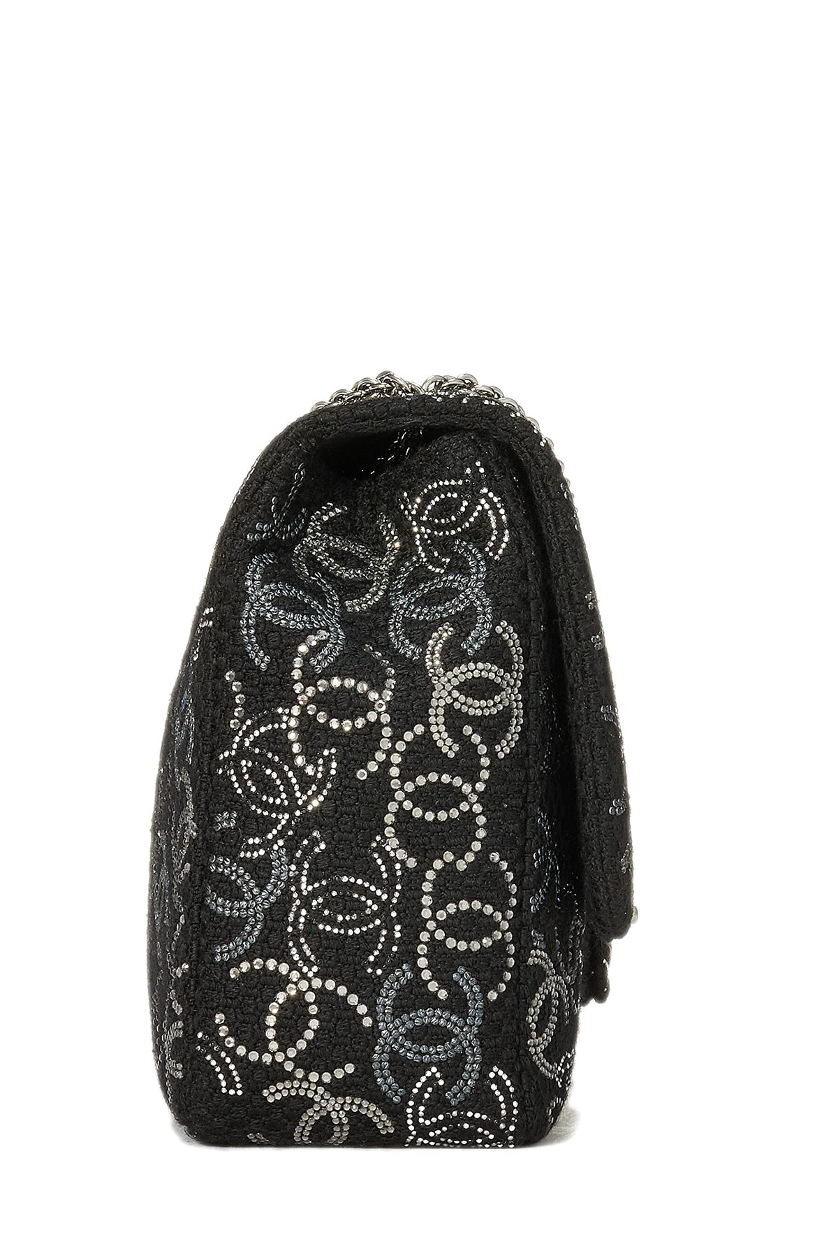Chanel,  Paris-Shanghai Black Tweed Crystal 'CC' Half Flap Jumbo, Black